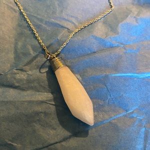 New White Quartz Stress Crystal Silver Plated Necklace